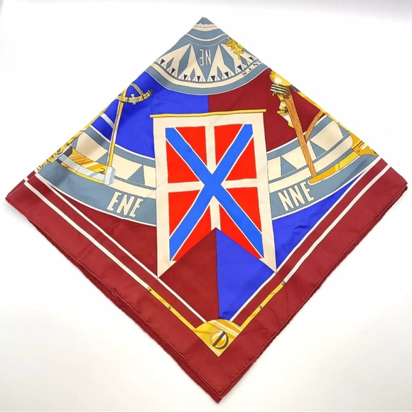 HERMES Scarf Carre 90cm Multi- Sextants Vintage - Picture 13 of 16